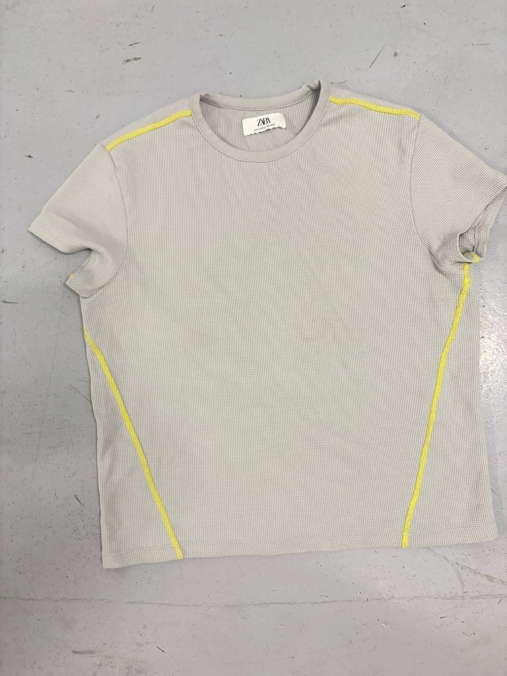 ZARA Men's MAN SEOUL EDITION Light Gray Knit Crew Neck Short Sleeve T-Shirt S